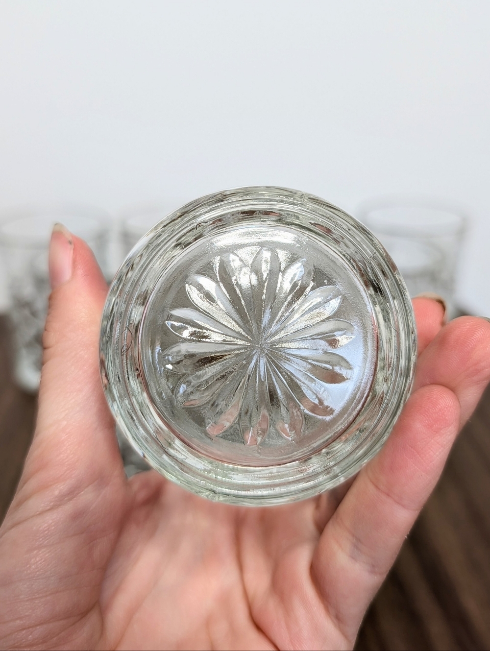 Set Of 10 Vintage 60s Anchor Hocking Prescut Pattern Flat Tumblers Pressed Glass - Picture 6 of 16